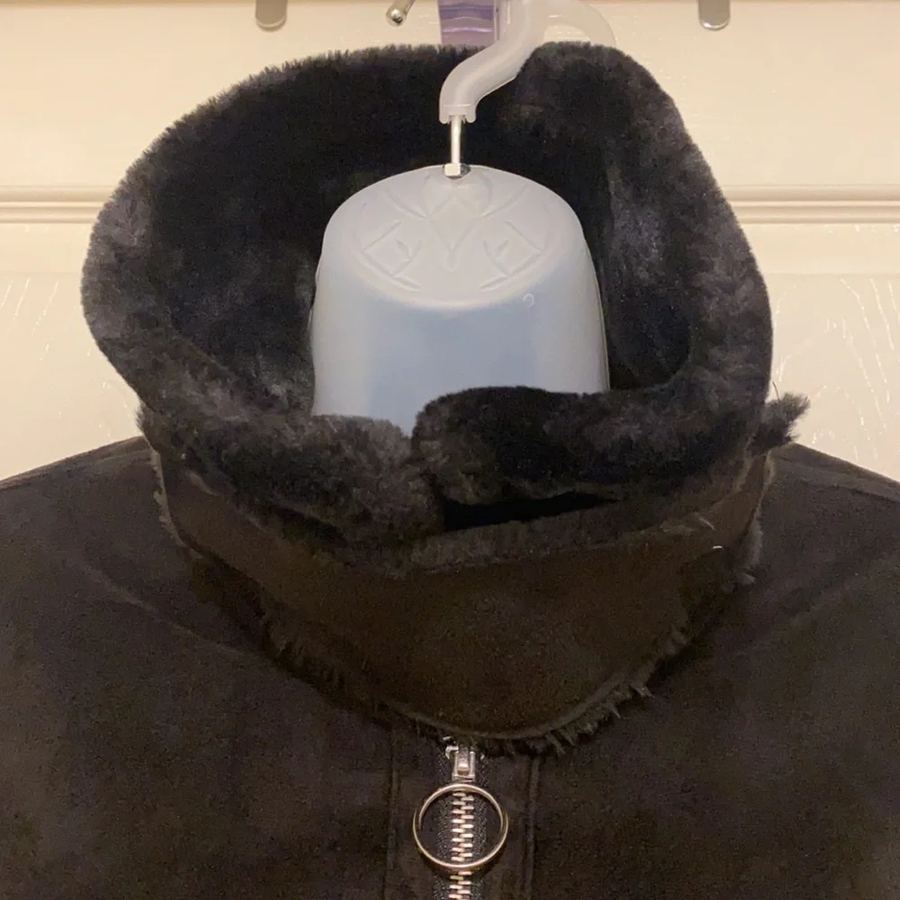 Boohoo Petite Ellie Faux Suede/Fur Cropped Jacket Size 10 - Picture 6 of 13